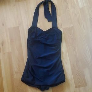 Black Ruched One Piece Bathing Suit